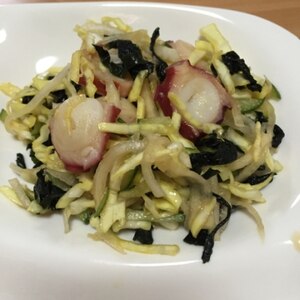 タコと水菜のサラダ☆わさびポン酢ドレッシング